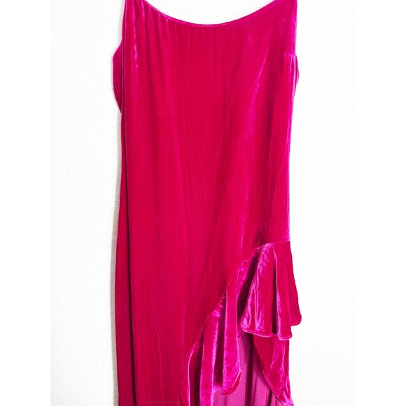 Reformation Winola Maxi Dress Size Small Rhubarb Red Velvet Ruffle Wedding - Picture 9 of 15
